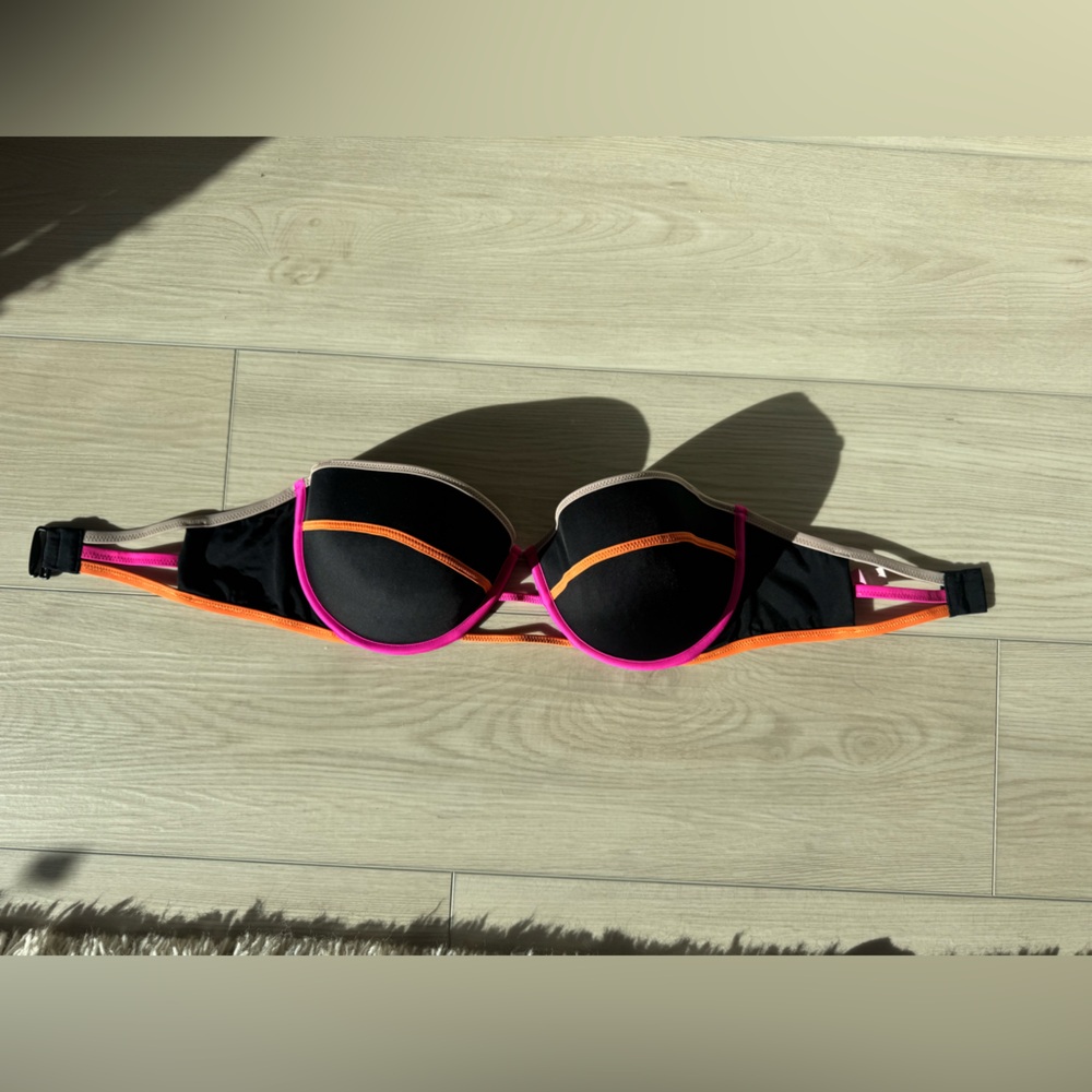 Black Bra with Pink and Orange Accents